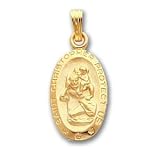 18in Gold-plated Small Oval St. Christopher Medal Necklace