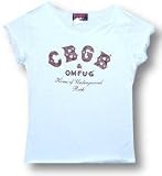 CBGB - Classic Logo - Baby Blue Scalloped Edge Women's / Girls / Junior T-shirt (Girlie / Babydoll)