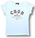 CBGB - Classic Logo - Baby Blue Scalloped Edge Women's / Girls / Junior T-shirt (Girlie / Babydoll)