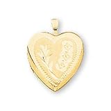 14K Yellow Gold Children's Heart Locket and 15 Chain