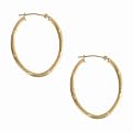 10K Earrings Large Diamond Cut Oval Hoop