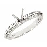 0.25ct Diamond Engagement Semi Mount Ring Pave Setting 14K White Gold ( SI Clarity, G color)