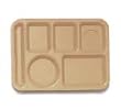 Food Service Rectangular Compartment Lunch Tray, 6 Compartment, Left-Handed, Polypropylene, Tan
