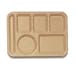 Food Service Rectangular Compartment Lunch Tray, 6 Compartment, Left-handed, Tan, Polypropylene Material, One Dozen (12) Trays Per Case