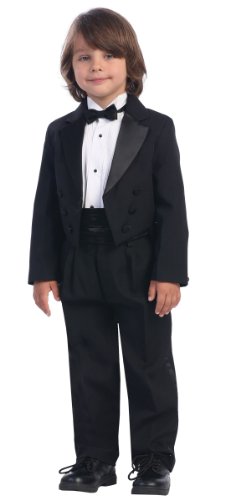 Black Round Split Tail Tuxedo with Matte Satin Cummerbund & Bowtie
