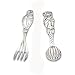 SAFARI BABY FORK AND SPOON - SAFARI BABY FORK AND SPOON IN BOX, SILVER PLATED