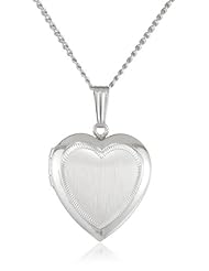 Sterling Silver Satin-Finish Engraved Heart Locket, 18"