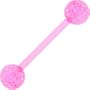 BIOPLAST Pink GLITTER Barbell Tongue Ring