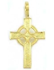 14K Gold Celtic Cross Charm Religious God Jewelry 18mm