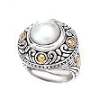 925 Silver & Mabe Pearl Ring with 14k Gold Accents Sizes 6-8, 7