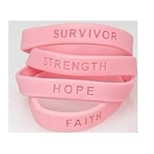 Set Of 4 Pink Silicone Breast Cancer Awareness Bracelets Assorted by OTC