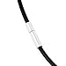 Men's 2mm Wide Alloy Rubber Cord Necklace Chain Black Silver 14~40 Inch