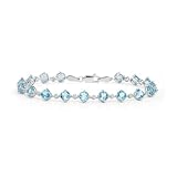 14k White Gold Blue Topaz and Diamond Bracelet
