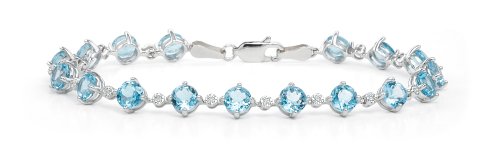 14k White Gold Blue Topaz and Diamond Bracelet