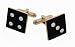 Gold plated large square dice cufflinks with presentation box. Made in the U.S.A