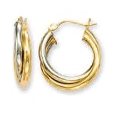 14k Two-Tone Intertwined Large Hoop Earrings