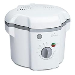 New Jarden Rival 1 Liter Cool Touch Deep Fryer With White Exterior Locking Lid and Dual Filters