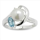 Aqua Japanese Akoya Cultured Pearl Ring
