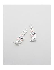 Cat Colored Enamel Charm In 92.5 Sterling Silver