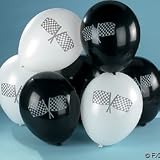 12 Checkered Racing Flag Balloons