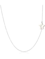 Sterling Silver Star Side Station Necklace, 18"