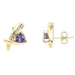 14K Yellow Gold Tanzanite and Diamond Earrings