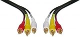 Stereo / VCR RCA Cable, 2 RCA (Audio) + RCA RG59 Video Gold Plated, 6 ft
