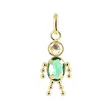 10 KT Yellow Gold Boy Oval Emerald CZ Pendant Charm