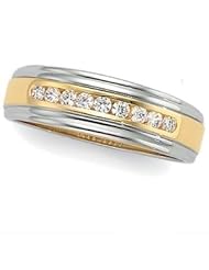 Jewelplus 1/3 ct tw Two Tone Diamond Duo Band 14K Yellow/White 1/3Ctw Gents