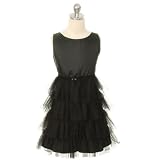 MoonTree Girls Tiered-Tulle Special Occasion Tafeta Princess Dress