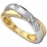 Sparkling Round Cut Diamonds, 14Kt. Two Tone Gold. Diamond Fashion Ring