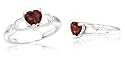Heart Shaped Garnet Ring Sterling Silver