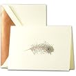 Engraved Peacock Feather Ecruwhite Notes