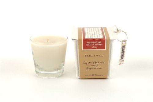 Paddywax Eco 5.5-Ounce Poured Glass Soy Candle, Bergamot & Tobacco Flower
