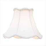 Scallop Bell Shaped Chandelier Clip On Lamp Shades - White with Cream Trim - B1492