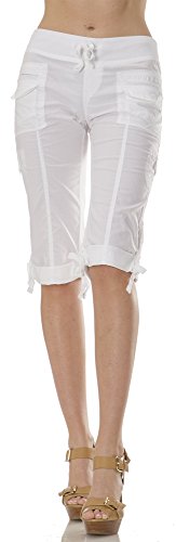 Helium London Womens Stretch Poplin Cargo Capri With Drawstring Waist