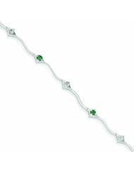 0.4 Carat 14K White Gold w/ Diamond and Emerald Gemstone Bracelet