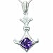 1.00 Carat Princess Cut Genuine Amethyst Sterling Silver Pendant Necklace