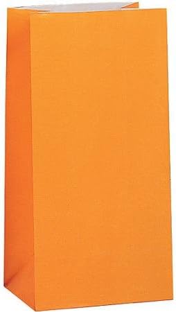Party Supplies Orange Paper Party Favor Bags, 12pk