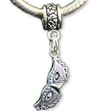 Mardi Gras Mask Sterling Silver Charm Bead for European Style Bead Bracelets