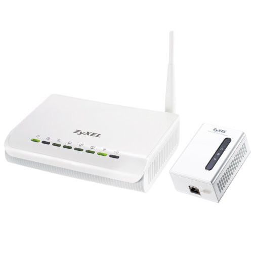 ZyXEL NBG318S 200 Mbps HomePlug AV Powerline Router w/4Port Fast Ethernet Switch and PLA401 200 Mbps Powerline Wall-plug Adapter (Starter Kit) On Sale