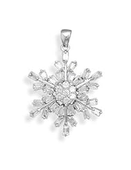 Snowflake Pendant Rhodium Over Sterling Silver and 37 CZ stones, Pendant Only