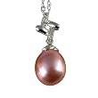 Natural Lavender 10-11mm Art Deco Interlocked 14k Gold Diamond Cultured Pearl Pendant Necklace - Dahlia Classic Collection