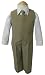 Khaki Beige & White Baby Boy & Boys Complete Special Occasion Suit, Shirt, Tie, Vest, Pants