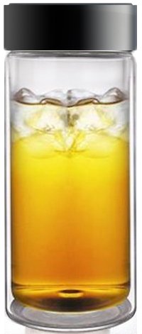 Sun’s Tea (TM) 18oz Ultra Clear Spill-proof Strong Double-wall Glass Travel Mug/cooler Glass/thermal Glass with Screw-on Cap. Ideal for Icy Cold Soda, Water, Iced Tea, Lemonade, or Hot Tea and Coffee