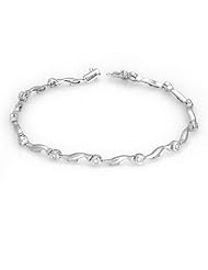 14k White Gold 0.24cttw Diamond Satin Dolphin Bracelet