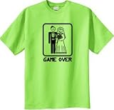 GAME OVER Funny Bride Groom Lime Color Novelty T-shirt
