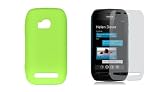 Nokia Lumia 710 (T-Mobile) Premium Combo Pack - Neon Green Silicone Soft Skin Case Cover + Atom LED Keychain Light + Screen Protector