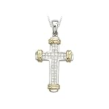 14K Two Tone Gold 1/2 ct. Princess Cut Diamond Cross Pendant with Chain
