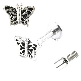 Butterfly Labret Monroe lip targus body jewelry piercing bar Ring Rings 14g